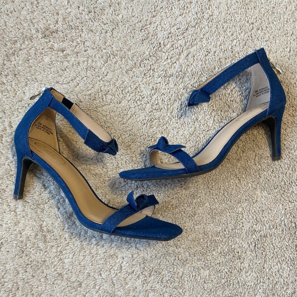 Shoes - • SOLD - NWOT denim bow heels
